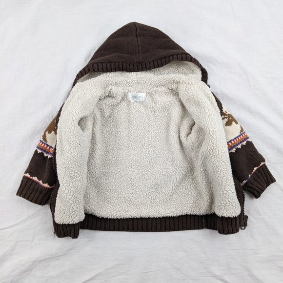 3/$20 Cherokee Baby Teddy Fleece Lined Moose Sweater Size 12 to 18mths - Picture 3 of 5